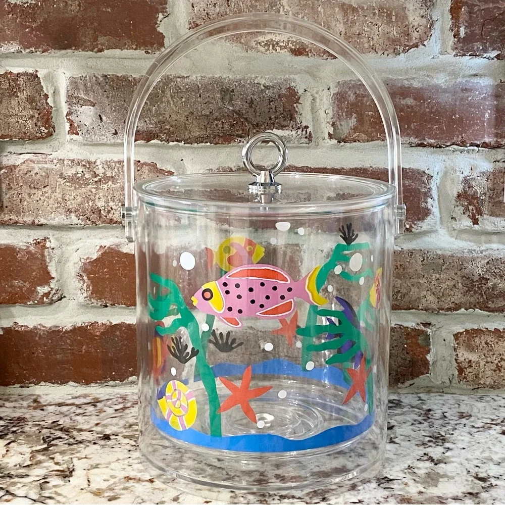 Vintage 1990s /80s Department 56 Acrylic Fish Ice Bucket